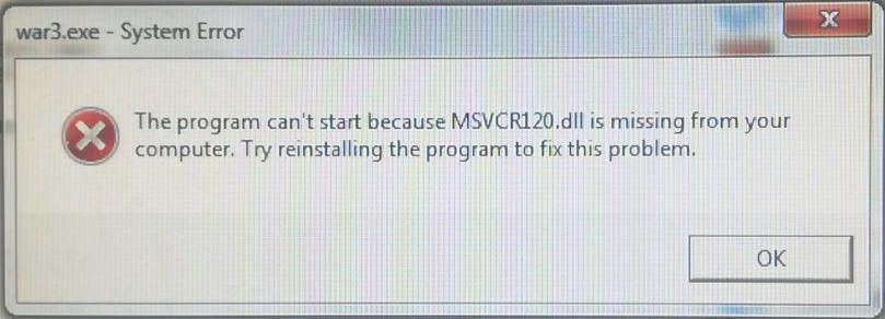 WARCRAFT MSVCR120 DLL