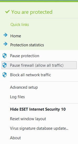 eset firewall off