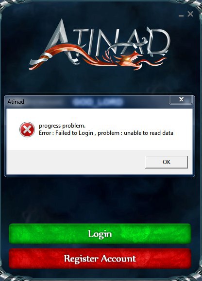 مشکل failed to login آتیناد